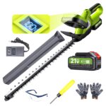 cordless hedge trimmer, 20 in electric hedge trimmer cordless, 1800rpm battery hedge trimmer with a 21v 3.0ah batteries, bush trimmers for yard, garden, lawn care (green)