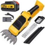cordless hedge trimmer, 2 in 1 hedge trimmer, electric hedge trimmer with battery and charger included, cordless grass shear & shrubbery trimmer for gardens, yards and lawns (yellow)