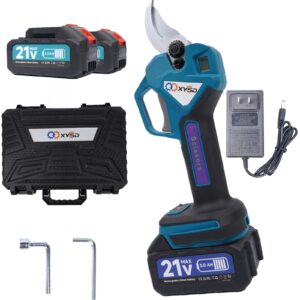 21v electric pruning shears cordless, brushless electric pruner, 1.96'' cutting diameter portable cordless power shears with lcd display＆sk5 blades for gardening tree trimming (blue)