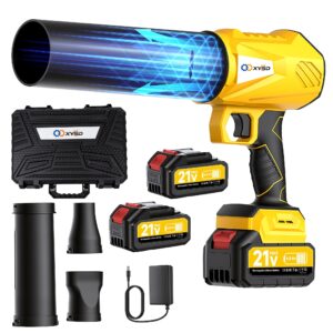 cordless leaf blower, turbo jet blower, 800,000 rpm handheld leaf blower with 2x4500mah batteries & charger, electric leaf blowers for patio cleaning, lawn care, leaves, dust (yellow)