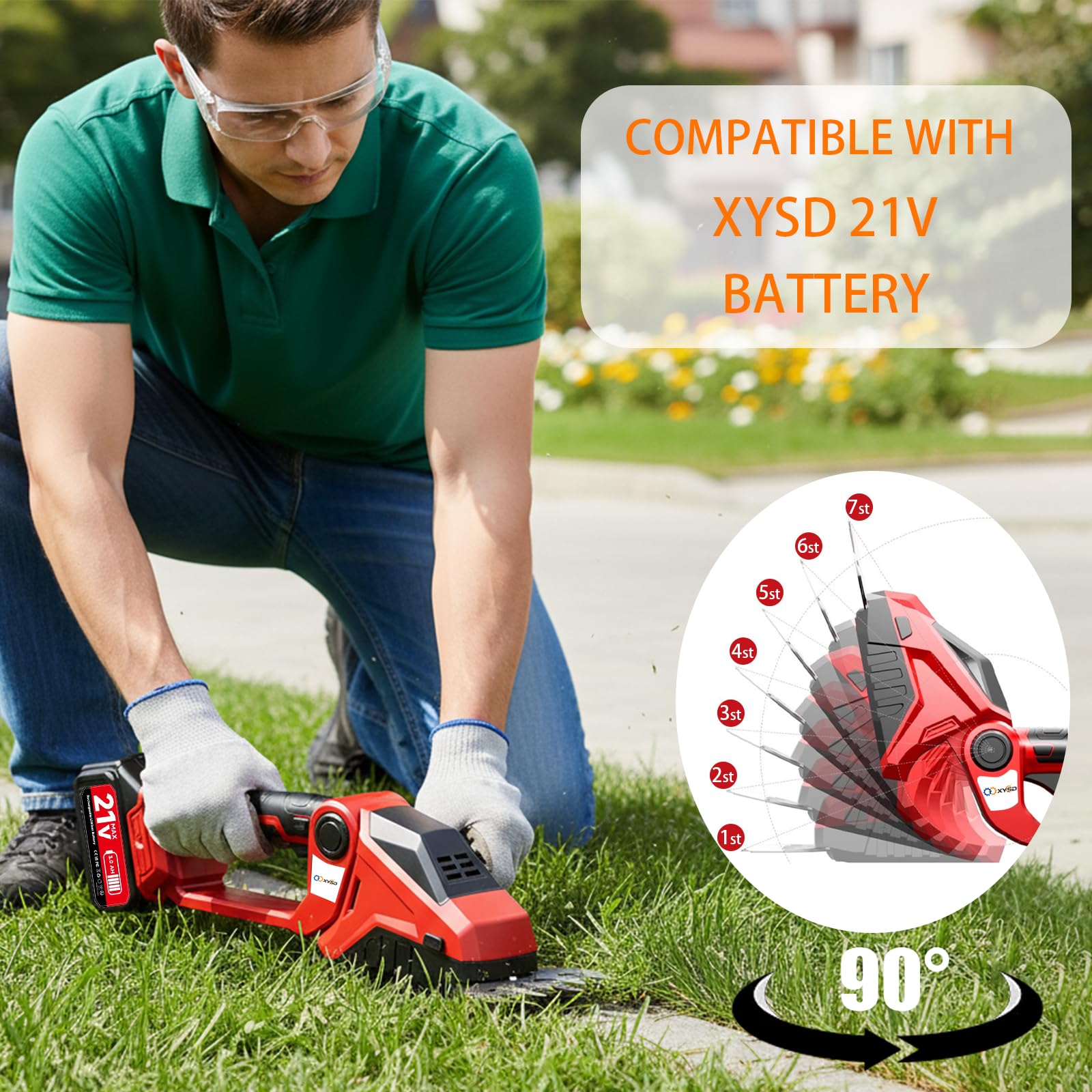 cordless hedge trimmer, 2 in 1 hedge trimmer, electric hedge trimmer with battery and charger included, cordless grass shear & shrubbery trimmer for gardens, yards and lawns (red) cordless hedge trimmer, 2 in 1 hedge trimmer, electric hedge trimmer with battery and charger included, cordless grass shear & shrubbery trimmer for gardens, yards and lawns (red)